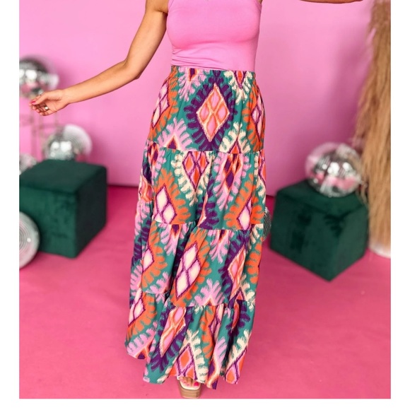 SSYS Dresses & Skirts - SSYS The Sadie Skirt In Pink Ikat Print